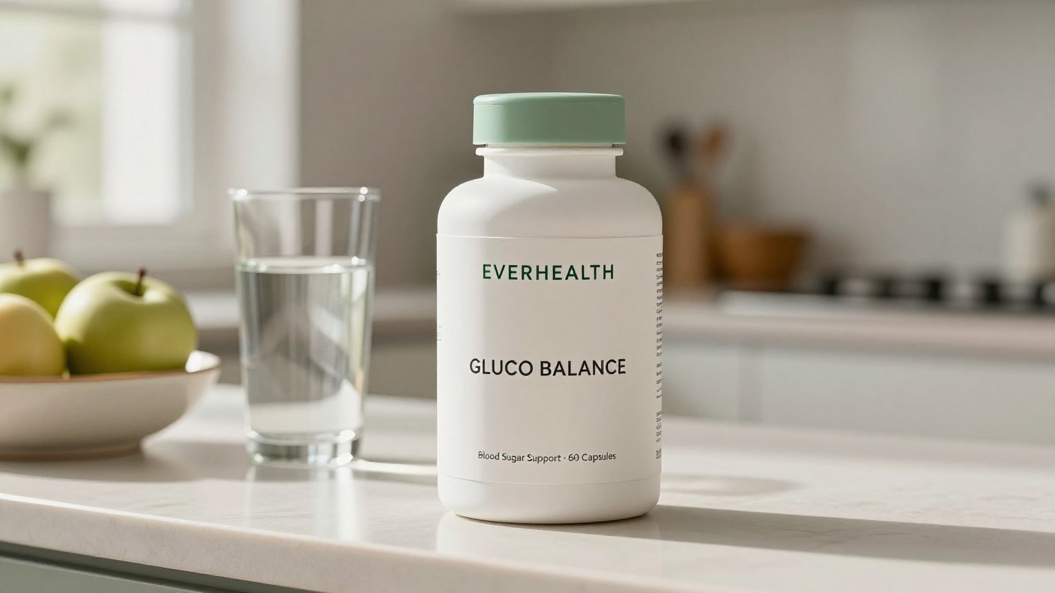 EVERHEALTH Gluco Balance on a kitchen counter